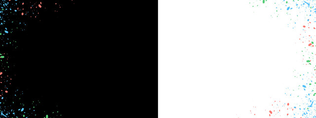 Colorful Confetti Burst Edge Frame on Black and Transparent Background