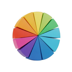 Obraz premium A vibrant and colorful pie chart with multiple segments in different hues