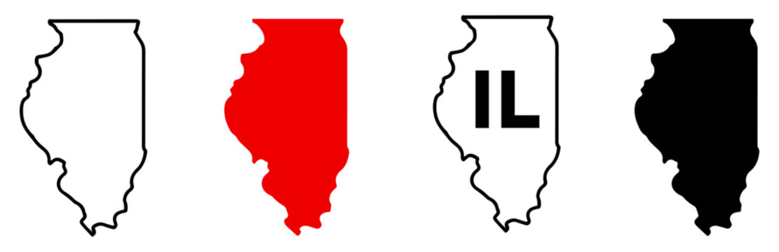 illinois state map icon set