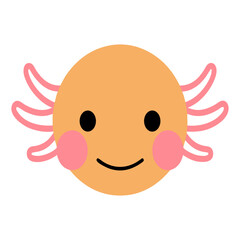 Illustration of a Smiling Round Character with Pink Tentacles and Rosy Cheeks, Front View