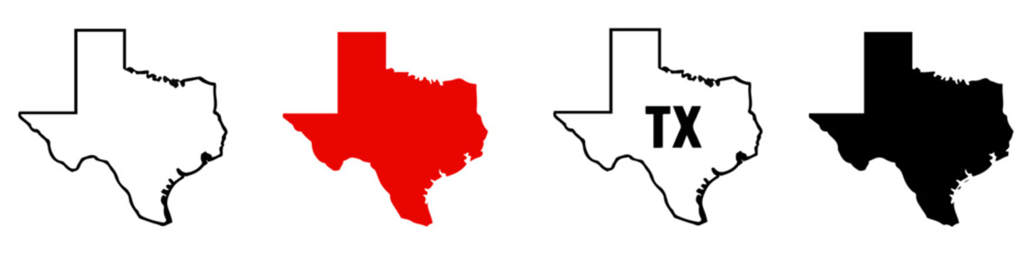 texas state map icon illustration set
