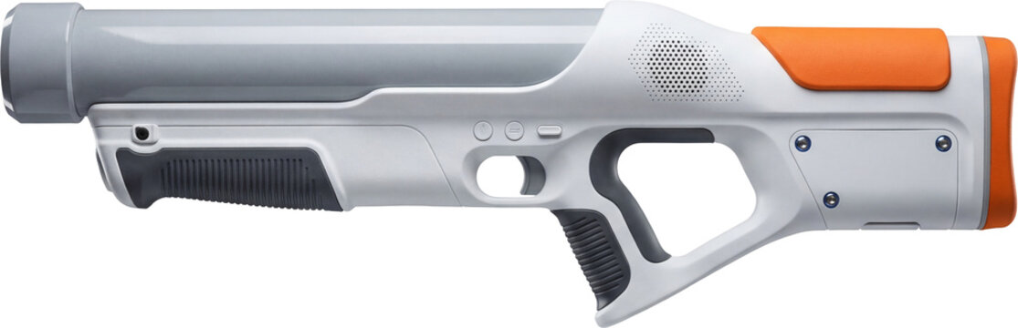 Battery-operated snowball bazooka with sound effects.