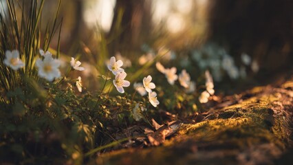 Fototapeta premium Anemone Flowers in the Forest