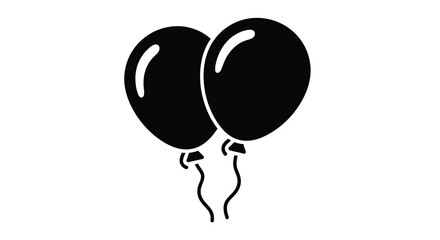 Two black balloons floating with delicate strings a stark silhouette © SHM707k