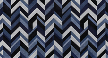 Chevron pattern in shades of blue and white