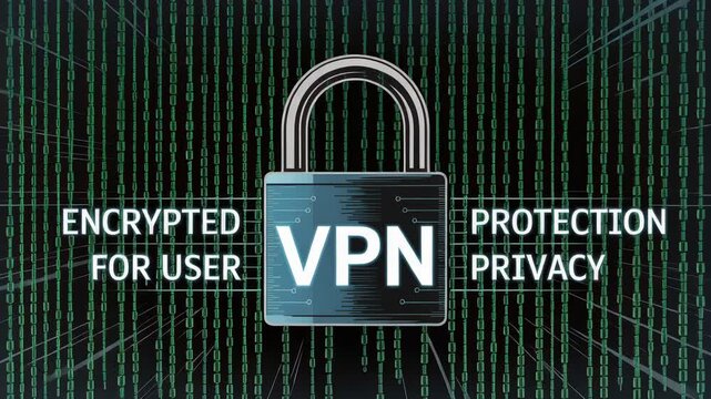 VPN Security: Depicting robust security measures, this image features a padlock superimposed on a screen displaying VPN, highlighting the protection and encryption available for users.