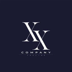 Elegant interlocking XX monogram emblem minimalist abstract logo design suited for luxury branding, fashion, stationery, packaging, corporate identity and creative projects.