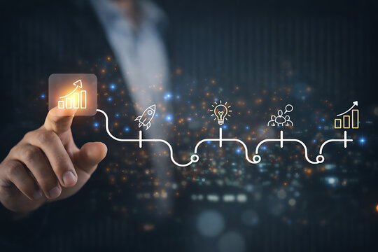 Business growth strategy roadmap and performance milestone planning concept