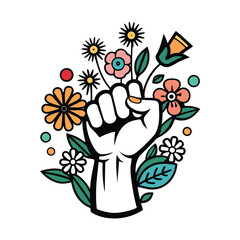 Powerful feminine fist vector design, symbolizing strength, empowerment, and protest. Bold graphic for social justice and activism.