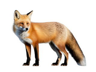 Obraz premium red fox vulpes isolated on transparent background cutout.