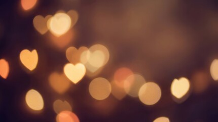 Abstract heart shaped bokeh lights glowing in warm tones. Romantic love concept for Valentine&rsquo;s Day, wedding or anniversary celebration.