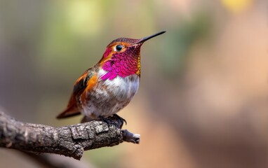 Full Body Image of a Hummingbird with Iridescent Feathers Displayed