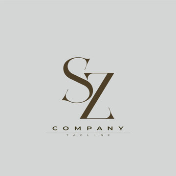 Elegant interlocking SZ monogram emblem minimalist abstract logo design suited for luxury branding, fashion, stationery, packaging, corporate identity and creative projects.