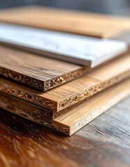 Stacked Bamboo Plywood Sheets - A Close-Up of Sustainable Building Material.