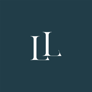 Elegant interlocking LL monogram emblem minimalist abstract logo design suited for luxury branding, fashion, stationery, packaging, corporate identity and creative projects.