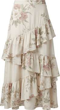 Tiered maxi skirt in floral print with ruffle details