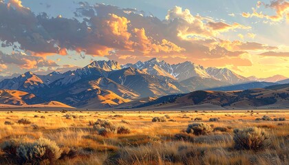 Majestic Mountain Vista at Sunset - A Serene Landscape.
