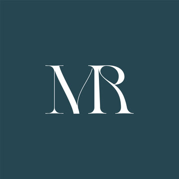 Elegant interlocking MR monogram emblem minimalist abstract logo design suited for luxury branding, fashion, stationery, packaging, corporate identity and creative projects.