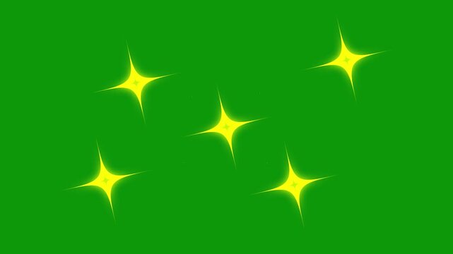 Blinking doodle cartoon retro stars sparkle animation, glowing twinkling night vector shine, seamless starry background. stars loop video with alpha channel light. 4k Animation