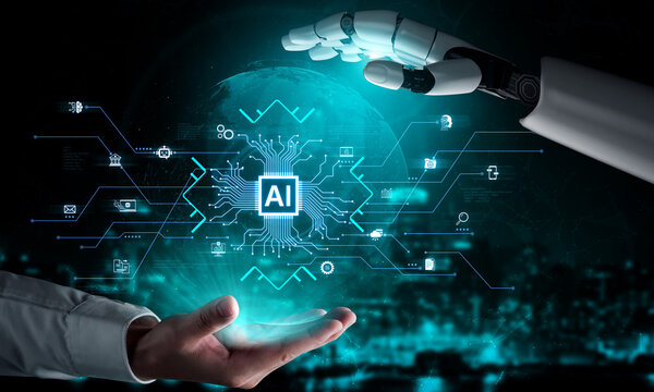 Artificial intelligence integration concept linking apps, data streams and automation across enterprise systems and platforms. Corpus