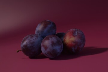 Obraz premium Freshly picked plums basking in soft light on a warm backdrop creating a delightful fruit scene