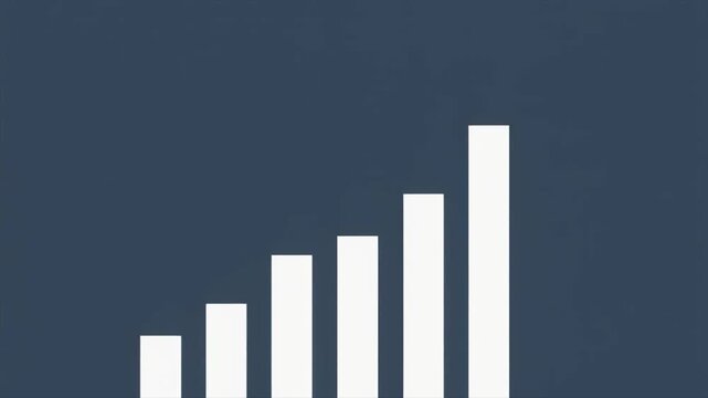 A simple white bar graph with five ascending bars against a dark blue background chart data