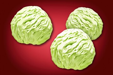 Bright green spheres of freshness resting on a vibrant red backdrop, showcasing nature's wonders in an artistic setting