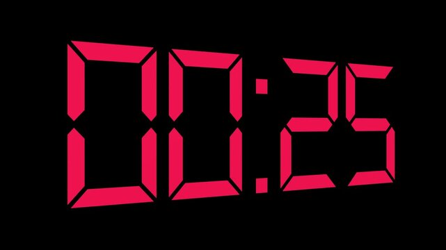 4K Explosive Bomb Timer Countdown Sci Fi Design animation of red timecode led/LCD digits on black background with shallow DOF. shot clock countdown from 30 to 0. Motion graphics of time concept