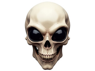 Obraz premium A close-up of a skull with large, expressive eyes on a white background