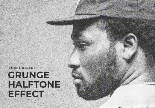 Grunge Halftone Print Image Effect Mockup