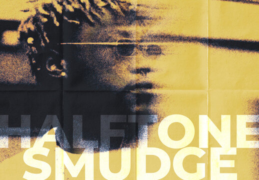 Halftone Smudge Image Effect Mockup