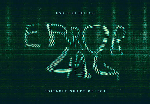 Distorted Scanner Text Effect Mockup