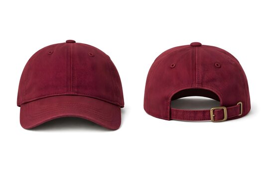 Blank Maroon Burgundy Dad Hat Baseball Cap Mockup Front and Back View