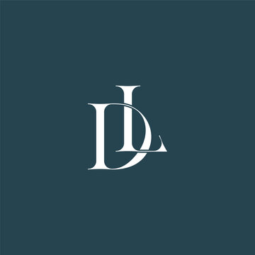 Elegant interlocking DL monogram emblem minimalist abstract logo design suited for luxury branding, fashion, stationery, packaging, corporate identity and creative projects.