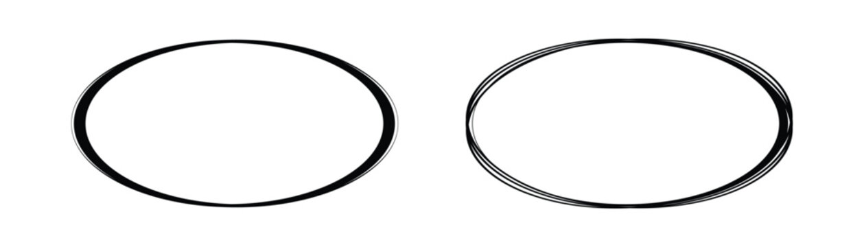 Oval shape icon collection in dual styles PNG isolated, simple geometric symbol set on white and transparent background vector illustration
