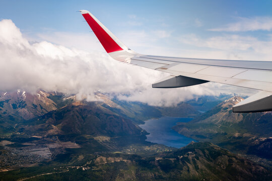 Looking out over the Andes mountains from an airplane in Argentina.