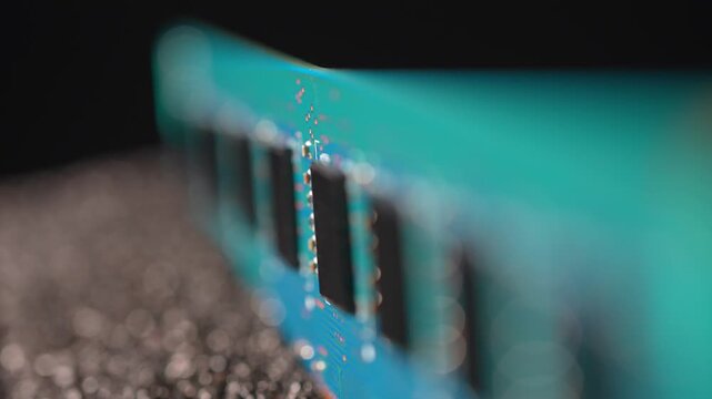 Computer RAM or Random Access Memory, chips on the board, increasing price concept. DDR RAM memory cards are used for AI data centers. Supply chain tightening due AI boom and high demand AI clients.