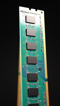 Memory RAM module for PC computers and  Artificial Intelligence AI and data centers. DDR Random Access Memory high demand for AI specific memory and processing. Computer Hardware. Vertical.