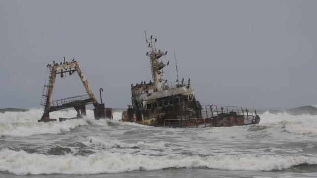 Shipwreck Zeila near Henties Bay on the Skeleton Coast of Namibia