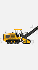 Obraz premium Heavy Yellow Trencher Machine Working On Construction Site Project Detailed Illustration