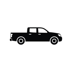 Fototapeta premium Black Solid Pickup Truck Silhouette Icon Vector