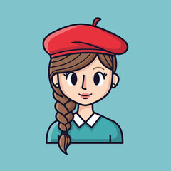 Young Girl Wearing Red Beret.