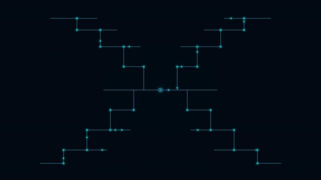 A digital abstract design featuring interconnected lines and nodes forming a geometric pattern