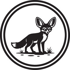 Obraz premium Fox Illustration Vintage Style Circular Emblem Design