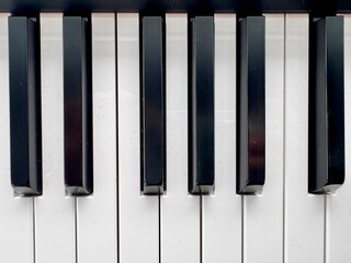 Naklejka premium A stylish modern synthesizer for musicians is located indoors