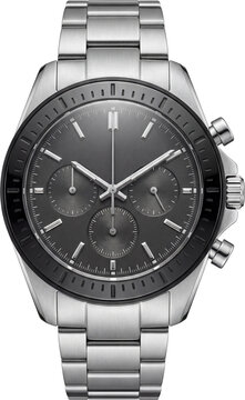 Chronograph watch with tachymeter bezel and stainless steel link bracelet