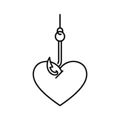 Obraz premium Heart on a Hook illustration vector icon Vector illustration on a white background