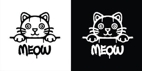 Graffiti Cute Cat logo vector design © Titikdrawn
