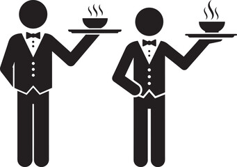 Waiter serving soup icon