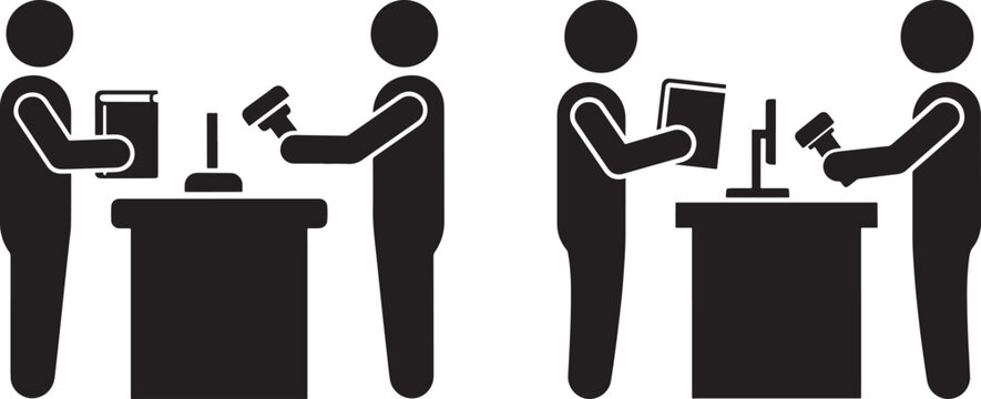 People interacting with scanner